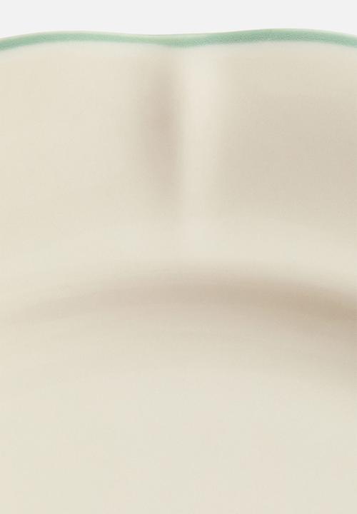 H&M - Stoneware dinner plate - light beige/green