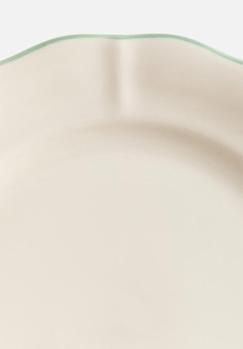 H&M - Stoneware starter plate - light beige/green 