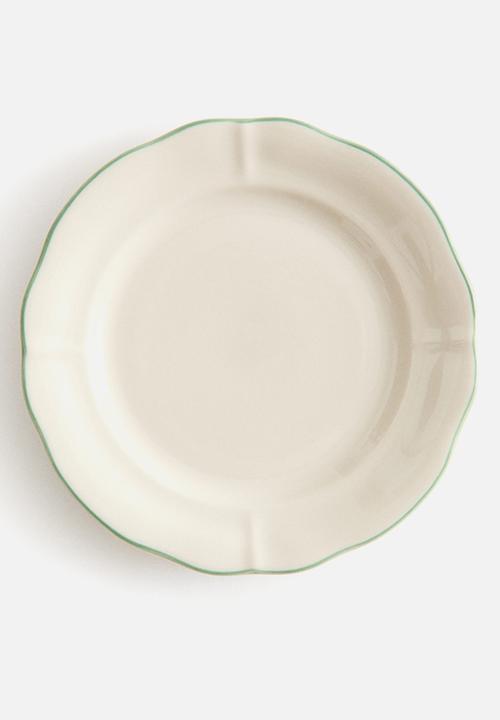 Stoneware starter plate - light beige/green 
