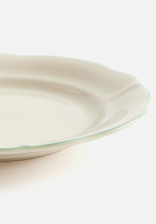 H&M - Stoneware starter plate - light beige/green 