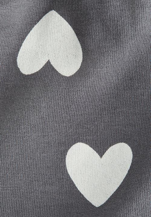 H&M - Printed brushed-inside leggings - grey/hearts