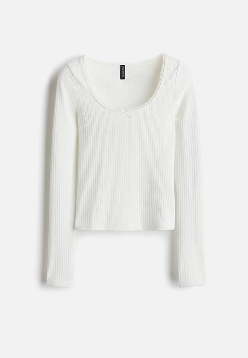 H&M - Ribbed jersey top - white