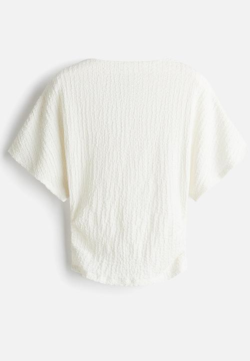 H&M - Textured jersey top - white