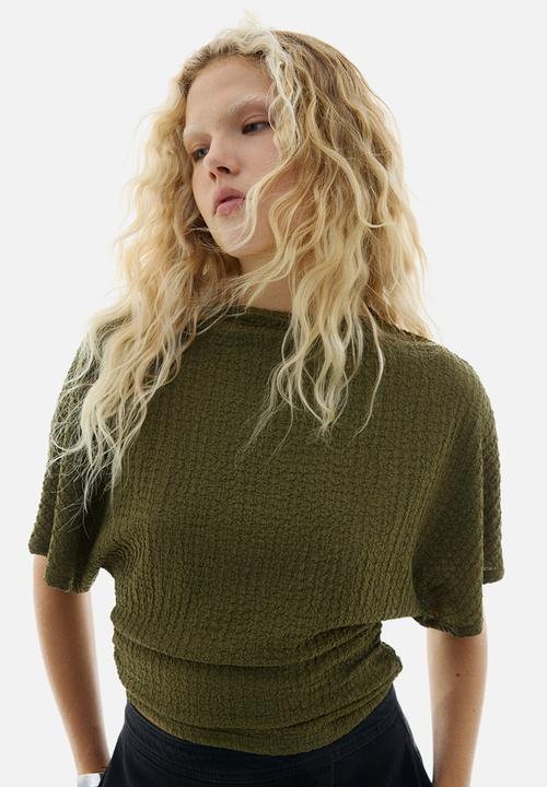 H&M - Textured jersey top - khaki green