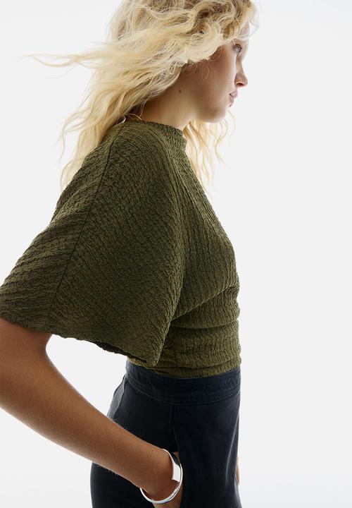H&M - Textured jersey top - khaki green