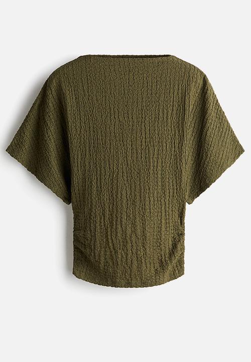 H&M - Textured jersey top - khaki green