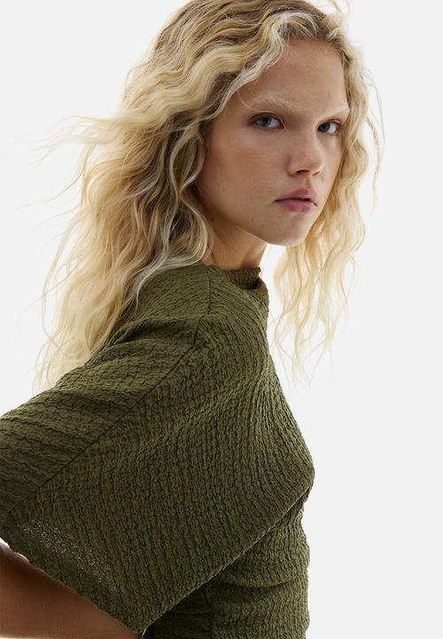H&M - Textured jersey top - khaki green