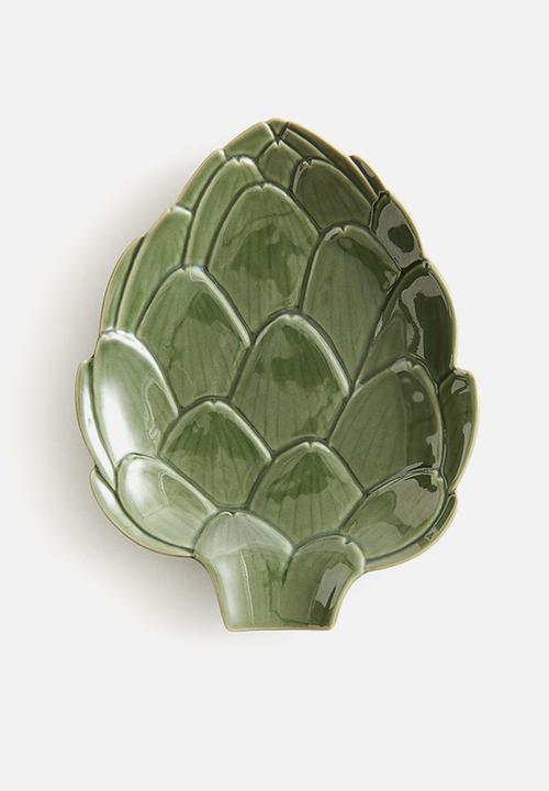 H&M - Figurative stoneware serving plate - green/artichoke