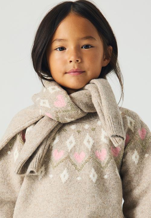 H&M - Jacquard-knit jumper - dusty beige/patterned