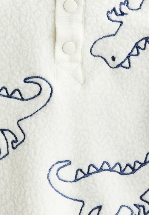 H&M - Teddy sweatshirt - white/dinosaurs