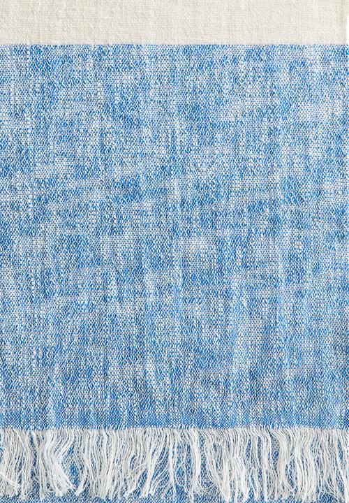 H&M - Linen-blend blanket - blue/cream