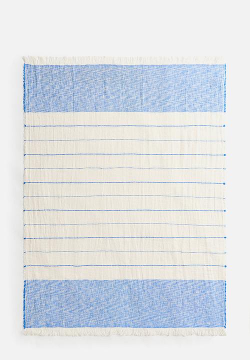 H&M - Linen-blend blanket - blue/cream