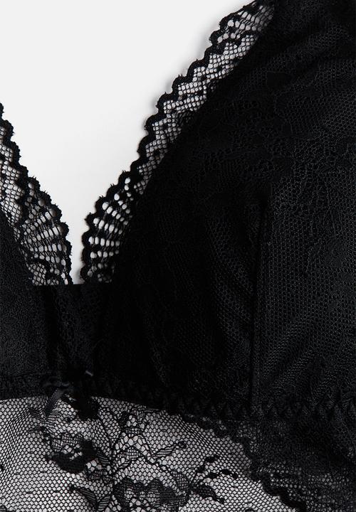 H&M - Padded lace bralette - black