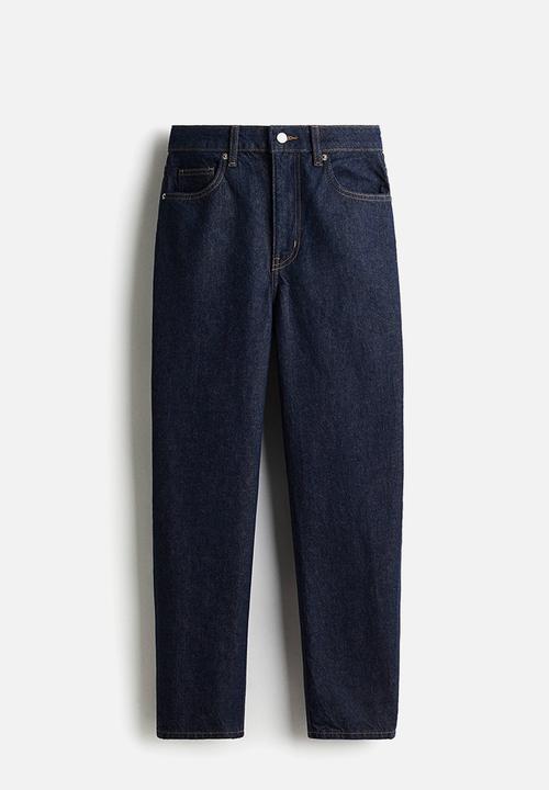 Mom slim fit high waist ankle jeans - dark denim blue