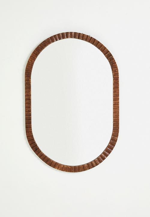 Fluted Wooden Mirror - Natural