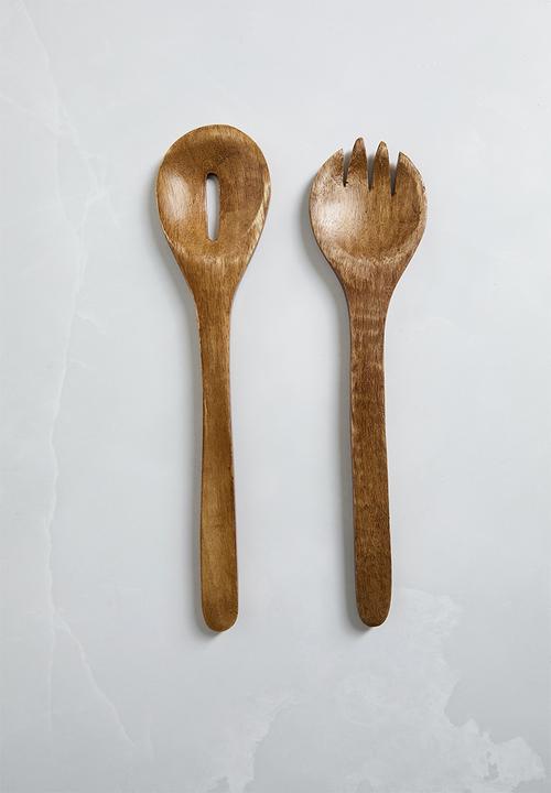 Wooden Serving Spoons set of 2 - Natural