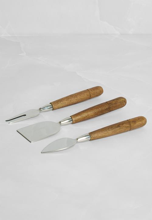 Sixth Floor - Wooden Cheeseknives set of 3 - Silver