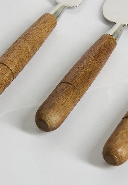 Sixth Floor - Wooden Cheeseknives set of 3 - Silver