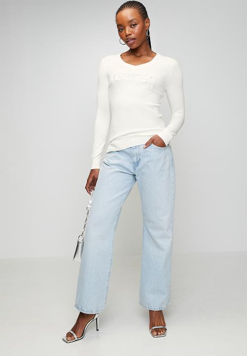 GUESS - Saylor Logo Sweater - Cream White