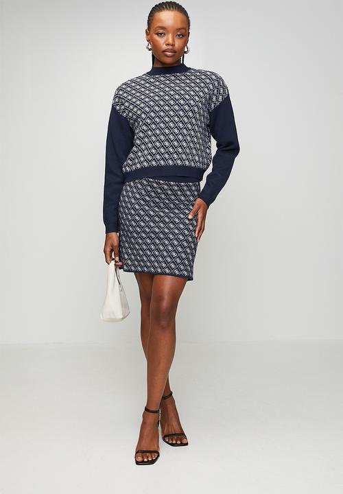 GUESS - Aubrey 4G Skirt - Blue And Cream