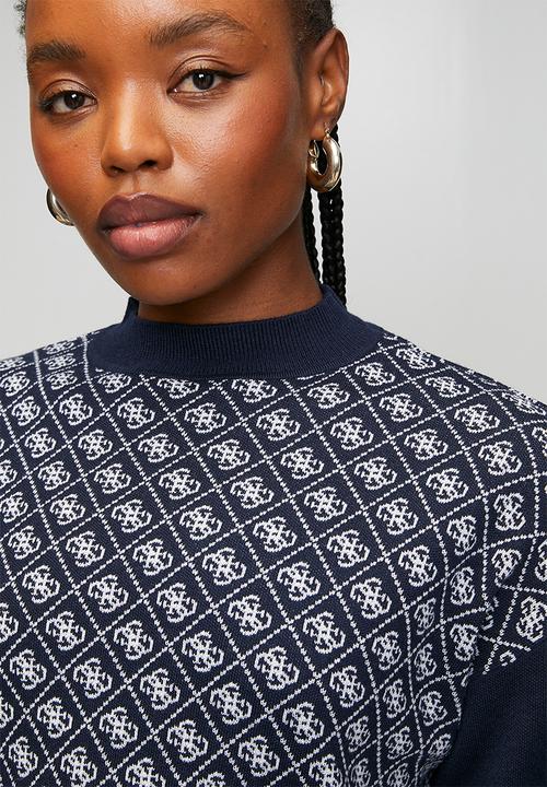 GUESS - Aubrey 4G Sweater - Blue And Cream