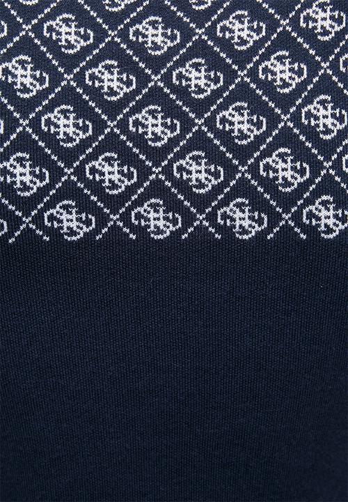 GUESS - Aubrey Mock Neck 4G Sweater - Blue And Cream