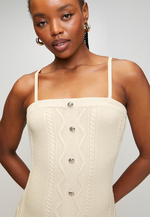 Daphne Twin-Set Cable-Knit Midi Dress - River Gravel