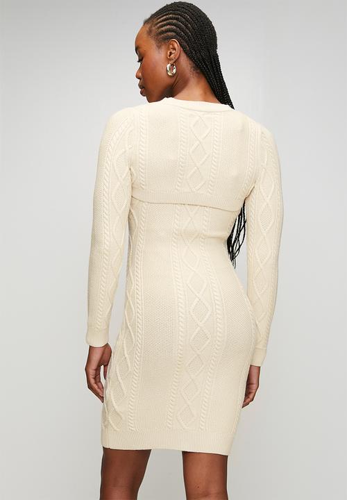 Daphne Twin-Set Cable-Knit Midi Dress - River Gravel