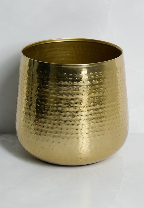 Hammered Metal Planter - Gold