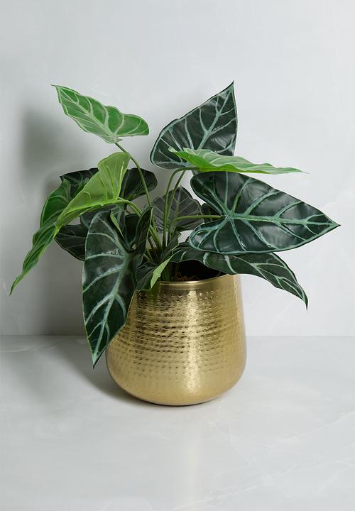 Sixth Floor - Hammered Metal Planter - Gold
