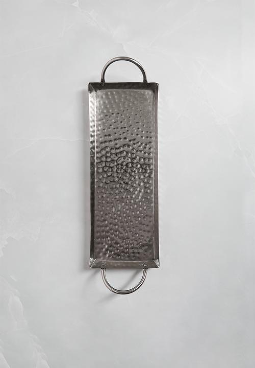 Hammered Metal Décor Tray - Silver