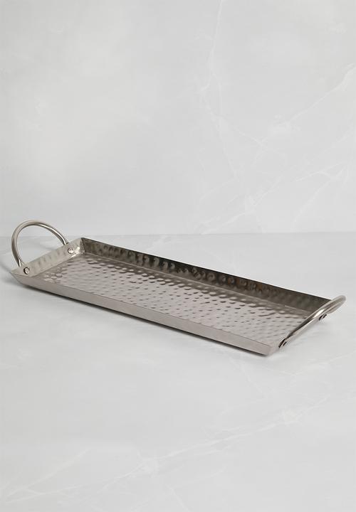 Sixth Floor - Hammered Metal Décor Tray - Silver