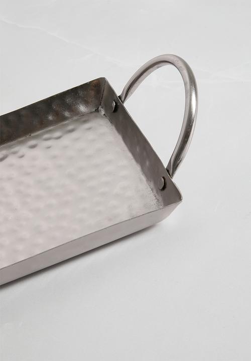 Sixth Floor - Hammered Metal Décor Tray - Silver