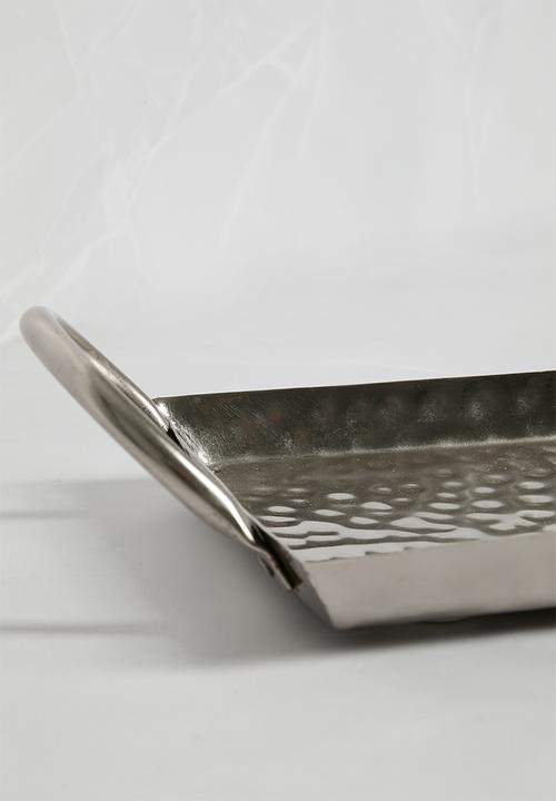 Sixth Floor - Hammered Metal Décor Tray - Silver