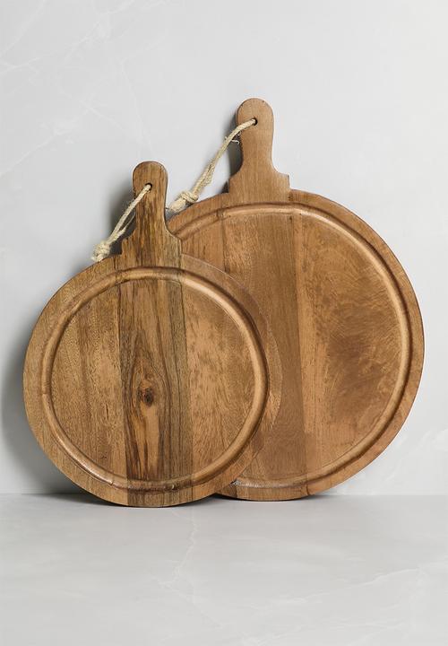 Round Wooden Paddle Chopping Board - Natural