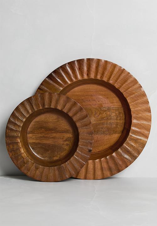Carved Wood Serving Bowl - Natural
