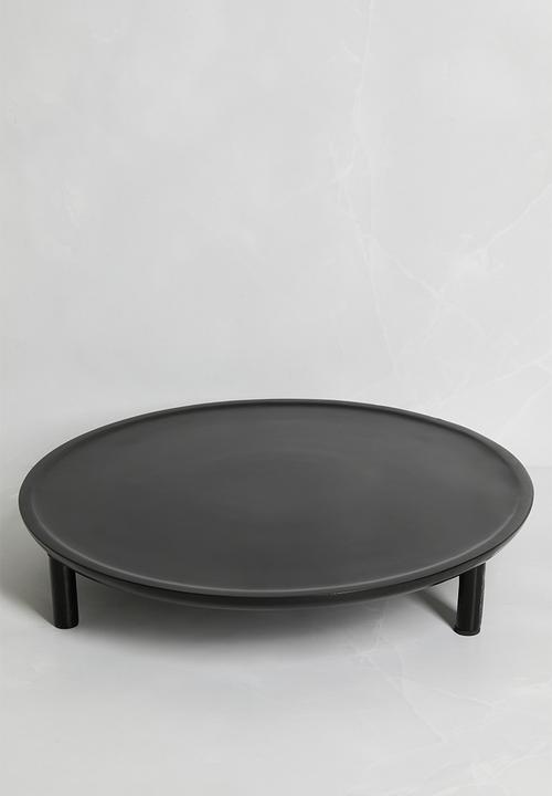 Round Wooden Décor Tray - Black