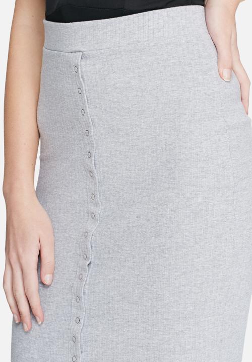 Missguided - Ribbed popper through maxi skirt