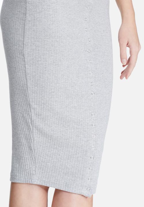Missguided - Ribbed popper through maxi skirt