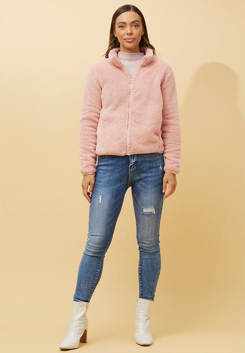 Stella Morgan - L/S Teddy Zip Through Jacket - Blush