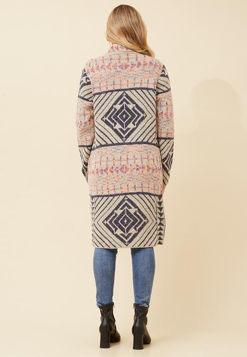 MANDI - L//S Open Longer Length Cardi - Multi Beige