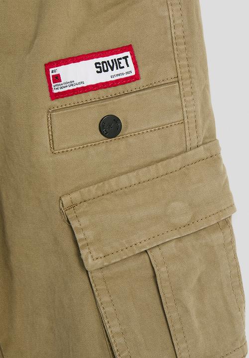 SOVIET - Boys Cotton Cargo Pants - Bush