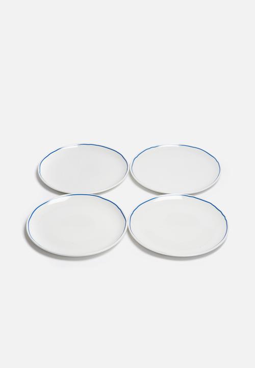 Sixth Floor - Blue edge dinner plate set of 4