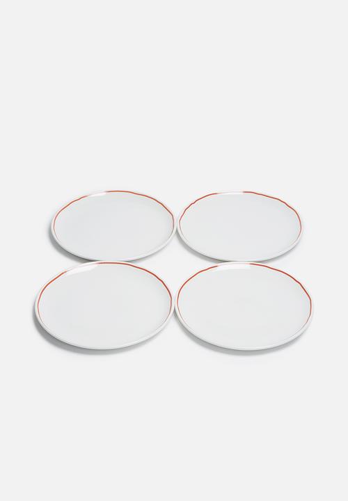 Sixth Floor - Red edge dinner plate set of 4