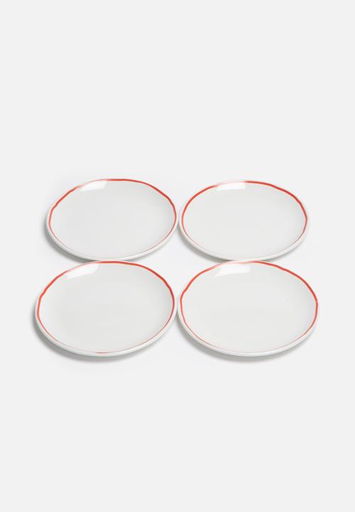 Sixth Floor - Red edge side plate set of 4