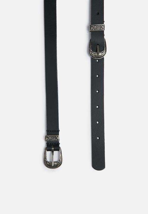 dailyfriday - Thin double buckle leather belt