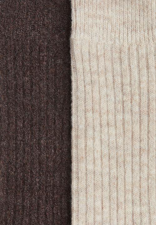 H&M - 2-pack wool-blend socks - dark brown/light beige marl