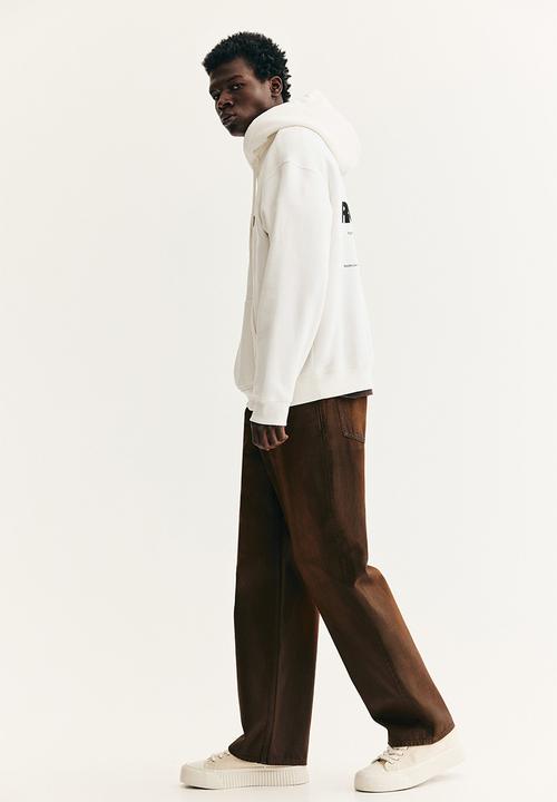 H&M - Loose fit printed hoodie - white/recordin'