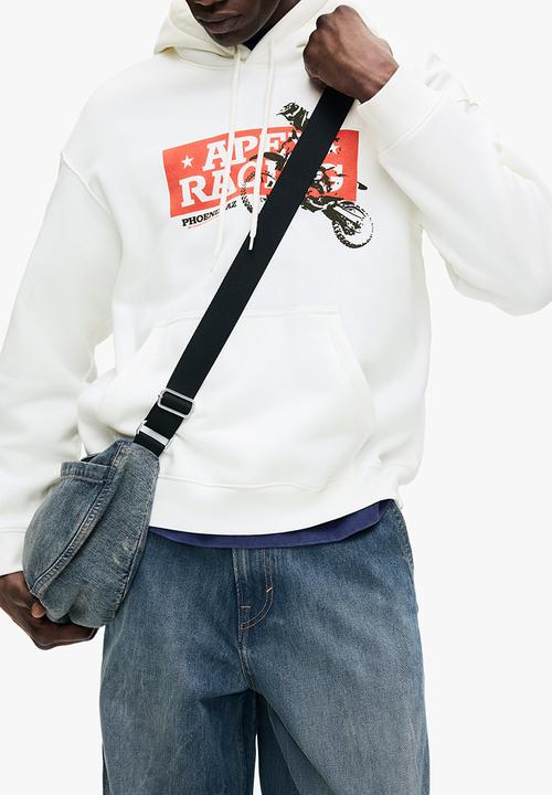 H&M - Loose fit printed hoodie - white/motocross