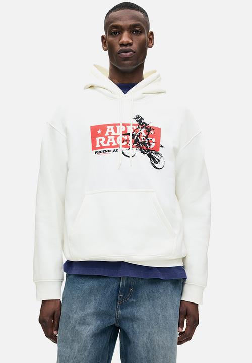 Loose fit printed hoodie - white/motocross - 1122659076